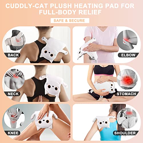 Microwave Heating Pad for Period Cramps Pain Relief, 16"×12", White Cat - size: White Cat