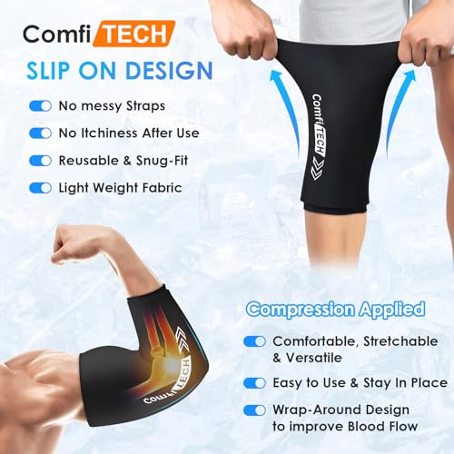 ComfiTECH Reusable Knee Ice Pack Wrap, Flexible Cold Gel Sleeve, M, 2 Pack - size: Medium