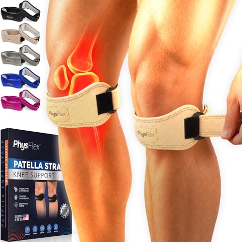 2 Pack Patellar Tendon Support Strap, Knee Brace, Knee Support, Pain Relief - color: Beige (Pack Of 2)
