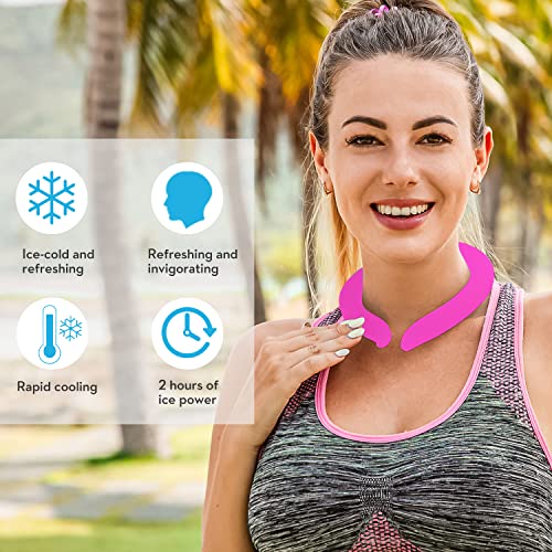 2 Pack Neck Cooling Tube with Insulated Cooling Bag, Reusable PCM Ice Ring - color: Pink*2