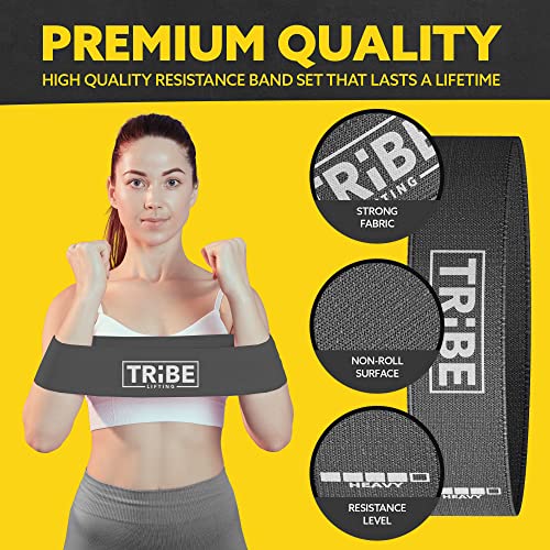 Fabric Resistance Bands for Working Out, 5-Band Set for Legs and Glutes - color: Grey