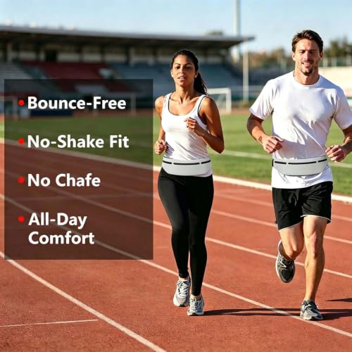 Running Belt for Men Women Waterproof Reflective Fanny Packs - color: Grey