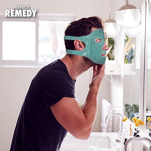 Perfect Remedy Face Ice Pack, Reusable Hot & Cold Ice Face Mask, Gel Compress for Helping with Puffy Eyes and aiding in Conditions of Swelling, Facial Spa Cooling Mask for Women and Men (Green) - color: Green