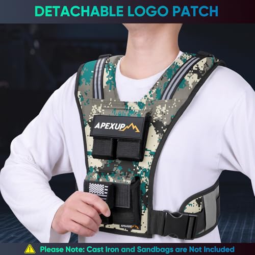 APEXUP Weighted Vest Men, Adjustable Weight Vest for Running - color: Digi Camo, size: With Weights-20lbs