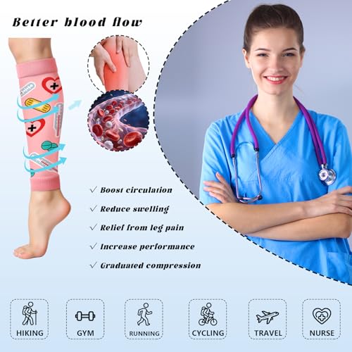 Hercicy 6 Pairs Nurse Calf Compression Sleeve Thank You Gift, Classic - style: Classic