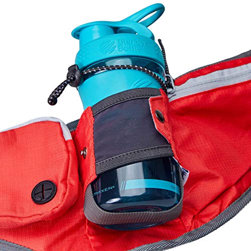 Blueberry Style Red Bumbag Waist Bag Fanny Pack for Walking Running - Built-in Poop Bag Holder, Dog Treat Pouch, Adjustable Waistband, and Bottle Holder - color: 1 Pack Waist Bag - Red