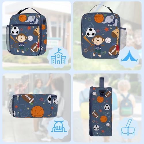 Clastyle Animal Ball Insulated Kid Lunch Bag for Boy Lunch Box, Giraffe Elephant - color: Monkey Ball