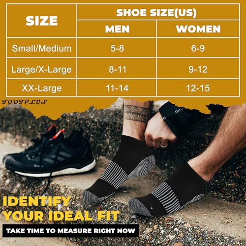 FOOTPLUS Copper Compression Socks,Unisex Cushioned Sole Arch Support Athletic Ankle/Crew Running Hiking Socks - color: 01# 3 Pairs- Black Ankle, size: Large
