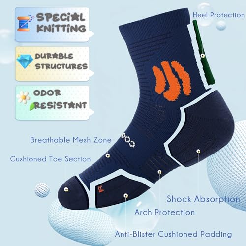 BRISIRA Coolmax Bamboo Viscose Kids Compression Socks for Youth Boys Girls - color: Darkblue-3pack, size: Large