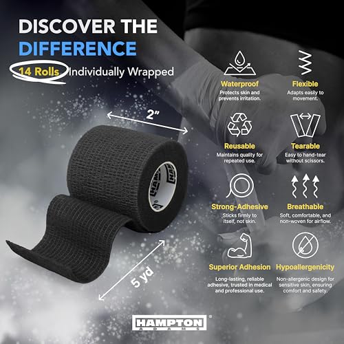 Hampton Adams Self Adhesive Bandage Wrap, Pet Safe, Cohesive Hold - color: Black