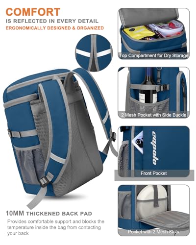 Capolo Cooler Backpack Insulated Leak Proof for Women Men Soft Cooler Bag - color: Leather Blue, size: 36 Cans