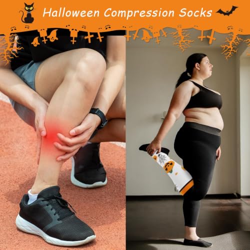 Junely Compression Socks for Women Wide Calf Plus Size Knee High - color: Pumpkin01