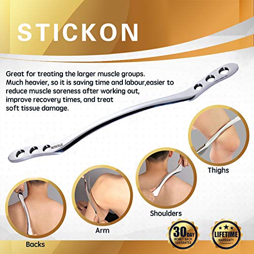 STICKON Stainless Steel Gua Sha Scraping Massage Tool IASTM Tools Great Soft Tissue Mobilization Tool (E Shape) - style: E Shape