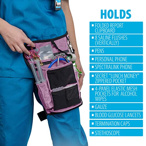 Nursing Tools Nurse Fanny Pack with Elastic Leg Band – Nursing Waist Bag Organizer with Holders for Stethoscope, Tape & Bandage Scissors – Medical Utility Pack (Purple Haze) - color: Purple Haze
