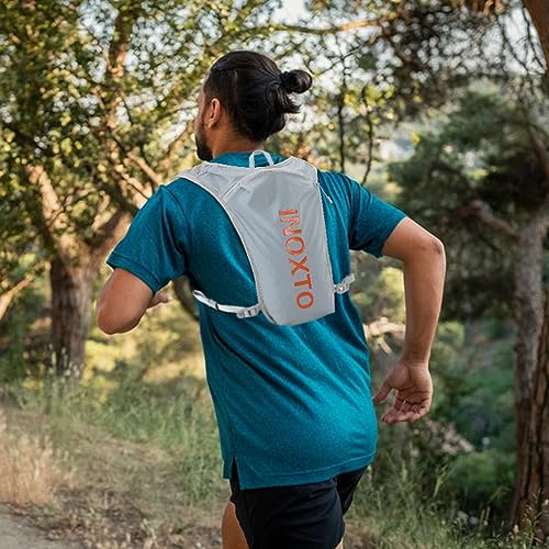 INOXTO Running Hydration Vest Backpack,Lightweight Insulated Pack with 1.5L Water Bladder Bag Daypack for Hiking Trail Running Cycling Race Marathon for Women Men - color: light gray orange