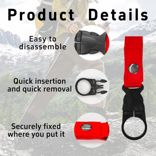 pson 4Pcs 1.37 Inch Portable Water Bottle Clip Holder, Hanging Bottle Buckle Keychain Ring for Outdoor Camping Hiking Travel(Red) - color: Red