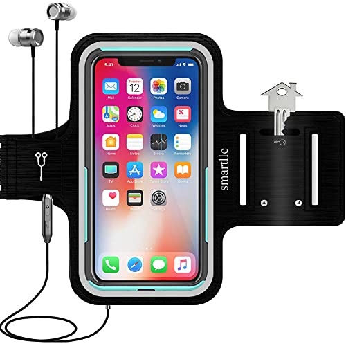 Arm Phone Holder for Running, Universal Cellphone Armband for iPhone 15 14 13 12 11 Pro/XR/XS/X/SE/8/7/6s/6, A/S/J, Up to 6.1’’, Sport Armband for Gym, Sports, Workout-Black