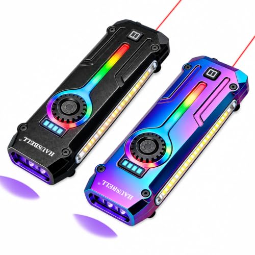 2PCS Flat EDC Rechargeable Tactical Flashlight UV Magnetic small Work light - color: Black+Iridescent