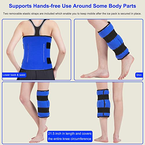 Koo-Care Extra Extra Large Gel Ice Pack for Injuries Reusable Flexible Cold Therapy Compress with Wrap for Full Back, Hip, Thigh, Knee, Shin - Pain Relief for Post-surgery Recovery XXL, 13 x 21.5 Inch - size: 13 x 21.5 Inch (Pack of 1)