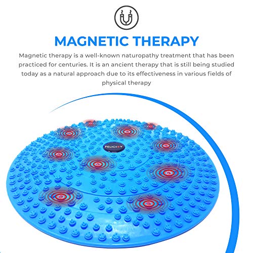 Daiwa Felicity Foot Massager Mat - Reflexology Mat with Magnetic Therapy Acupressure Disc - Ergonomic Acupressure Mat for Feet Relaxation, Pressure Point Pad - (Blue) - color: Blue