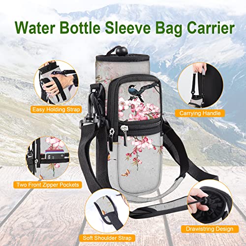 25/32/40/64oz Water Bottle Bag Holder Carrier-Insulated Crossbody Sling Case Sleeve with Strap & Pockets for Men Women Gym Cycling Travel Walking Hiking Camping - color: WBH-19, size: 40oz