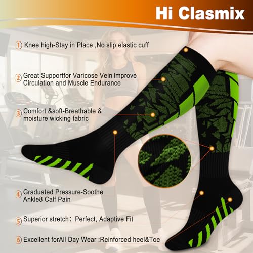 Compression Socks for Women&Men 20-30mmHg Graduated Knee High Stocking - color: 06-6 Pairs Multi Stripe 02, size: Large-X-Large