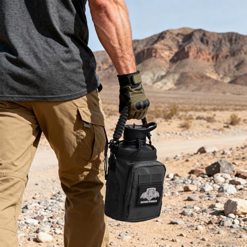 NATURE PIONEOR 32 64 128oz Tactical Water Bottle Pouch, MOLLE Bottle Holder - color: Black, size: 64OZ