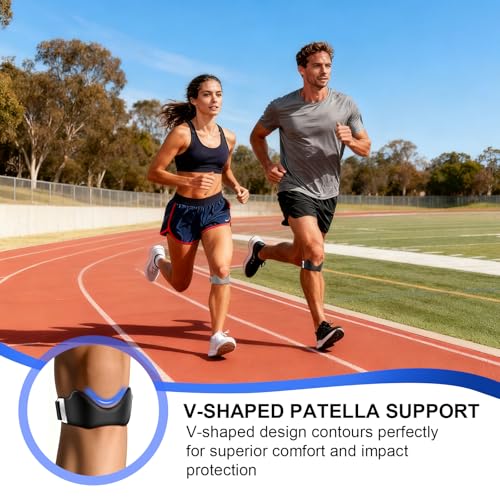 Silicone Patellar Tendon Support Strap 2 Pack, Adjustable Non-Slip Patella Band Stabilizer Knee Brace for Running, Hiking, Jumpers Knee, Tendonitis, Basketball, Volleyball, Squats - color: Purple