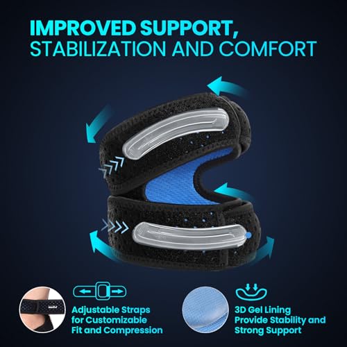 Welnove Patellar Tendon Support Strap - 2 Pack Knee Braces for Men and Women - Knee Pain Relief Adjustable Knee Strap for Running,Workout, Arthritis, Jumper, Tennis Injury Recovery (Black, S/M) - size: Small/Medium (Pack of 2)