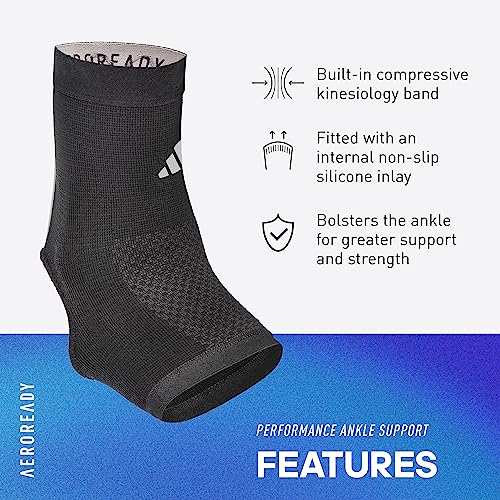 Adidas Aeroready Performance Support Ankle Sleeve, Seamless Knitted Ankle Compression Sleeve - size: Medium, style: Ankle Support