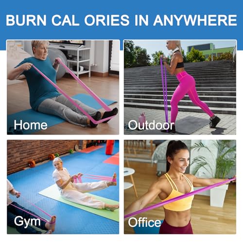 5-Piece Resistance Bands Set, 5.9 ft, Latex-Free for Exercise and Therapy - color: Gradient Pink Set, size: 6.9FT