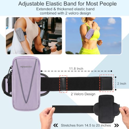 Running Phone Holder Women Men,Reflective Stripe Armband 7.5" Purple - color: 04 - Purple