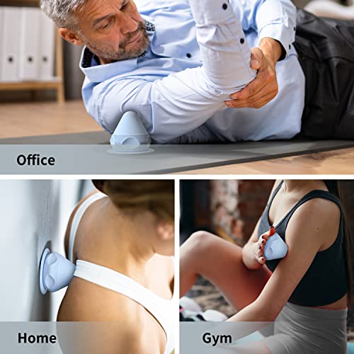 Mountable Self-Massage Ball Handfree with Suction Cup,Deep Tissue Back Sore Muscle Knot Massager,Myofascial Release,Manual Massage Balls, Foot Plantar Fasciitis, Back Stress Relief- Blue - color: Blue