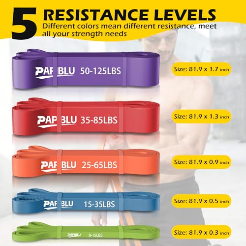 Pull Up Bands, Resistance Bands Set for Pull-Up Assistance, Exercise Bands with Door Anchor & Grip Pads for Men & Women Working Out, Physical Therapy, Muscle Training