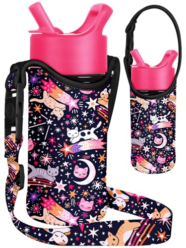 Miss Adola Kids Water Bottle Carrier, 10-16 Oz, Star Cats - color: Star Cats, size: Fits for 10-16 oz