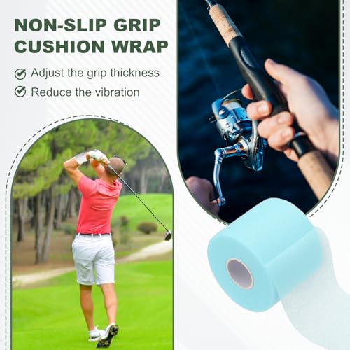 Pre Wrap Tape, Non-Slip Grip Cushion Wrap Prewrap Athletic Tape- Fitting for (Tennis- Badminton - Pickleball - Sports) - color: Light Blue