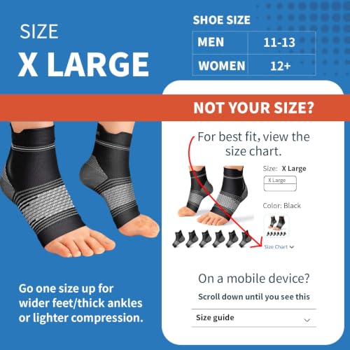 PAPLUS 6 Pairs Compression Socks Women & Men for Plantar Fasciitis Relief - color: Black, size: X-Large (6 Pair)