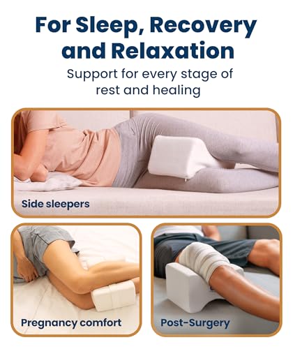 Everlasting Comfort Memory Foam Knee Pillow for Side Sleepers – Sciatica Pain Relief Pillow, Removable Strap Support – Leg Pillows for Sleeping Alignment, Knees, Back & Hip Cushion - size: Standard
