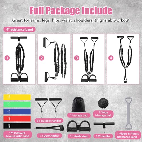 Arrowbash 15 Pcs Pedal Resistance Band Set, Pedal Puller Resistance Band