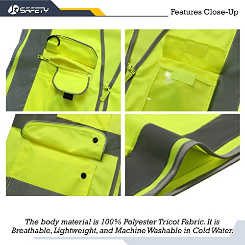 JKSafety 6 Pack Safety Vest for Men Women Reflective JK155 Yellow M - color: 155-yellow, size: Medium