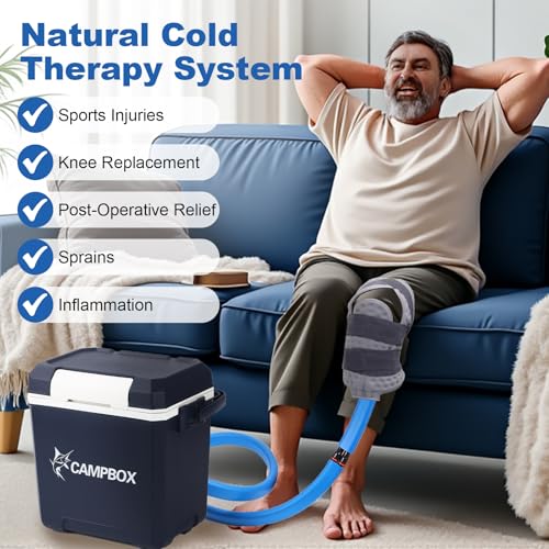Cold Therapy Machine with Speed Control Ice Machine for Knee After Surgery, Knee Replacement Recovery System, Cryotherapy Pain Relief with Universal Compression Pad for Shoulder, Hip and Ankle (Blue) - color: Blue