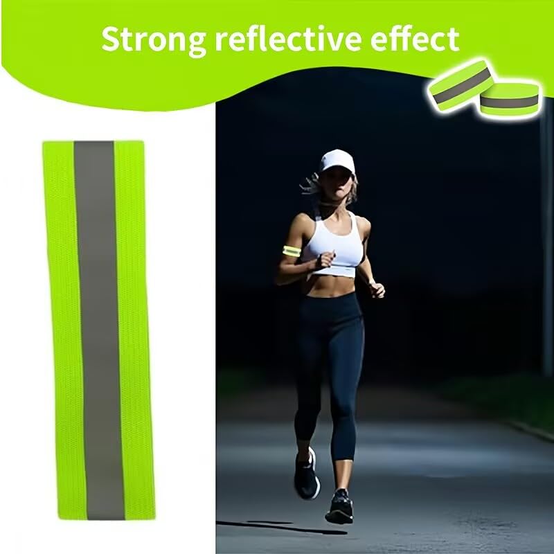 4 Pack High Visibility Reflective Bands, Adjustable Elastic Safety Straps for Arm, Wrist, Ankle & Leg Ideal Reflective Gear for Night Running, Walking, Cycling & Outdoor Activities