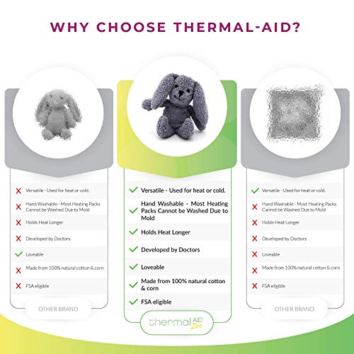 Thermal-Aid Zoo Mini — (Baxter the Bunny) — Mold-Resistant, Washable Hot & Cold Pack for Kids — Heating and Cooling Pad with Natural Corn Filling — Reusable Plush Toy - size: Mini Rabbit