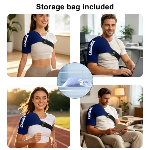Shoulder Ice Pack Wrap for Rotator Cuff Cold Therapy Brace 2Pack - color: 2pcs Xlarge-blue