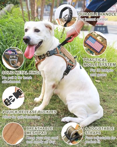 Tactical Dog Harness No Pull,Service Dog Vest with Handle,Army Camo, M - color: Army Camo, size: M( Neck: 18''-23.5",Chest: 20"-27")