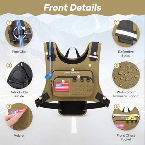 Maelstrom Hydration Running Vest with 2L Water Bladder for Men Women - color: Khaki