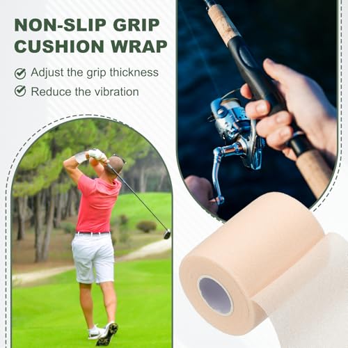 Pre Wrap Tape, Non-Slip Grip Cushion Wrap Prewrap Athletic Tape Fitting for (Tennis- Badminton - Pickleball - Sports) - color: Beige