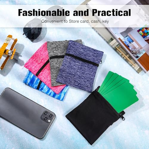 Honoson 5 Pcs Wrist Wallet Women Men Wristband Zipper - color: Dark Colors