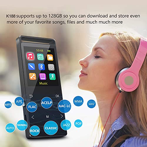 MP3 Player 64GB with Bluetooth Sport Armband,FM Record,Shuffle Play,Line-in rip Music,Voice Record,HiFi,Multifunction,Metal Shell