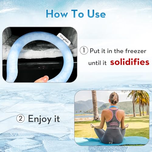 Neck CoolingTube with Insulated Bag, Reusable Ice Coolers Wearable Cooling Products, Neck Ice Coolers for HotWeather (Blue) - color: Blue